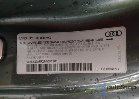 2015 Audi S5 3.0T Premium Plus из США, поврежденный, VIN WAUCGAFR2FA001901